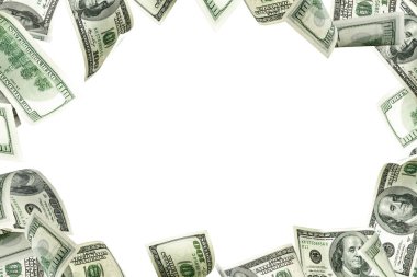 Dolar işareti. Amerikan parası. Nakit beyaz arka plan, bize fatura. Para düşüyor.