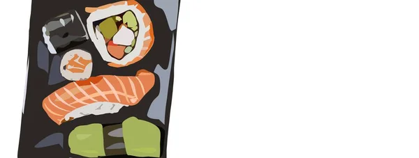 Sushi Illustration Plate Different — Stock Photo, Image