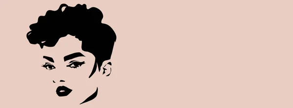Potret Seorang Wanita Cantik Dengan Gaya Rambut Afro Siluet Wajah — Stok Foto