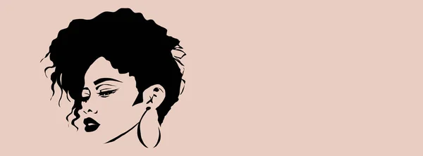 Afro Saçlı Güzel Bir Kadının Portresi Siluet Yüzünü Kapat — Stok fotoğraf