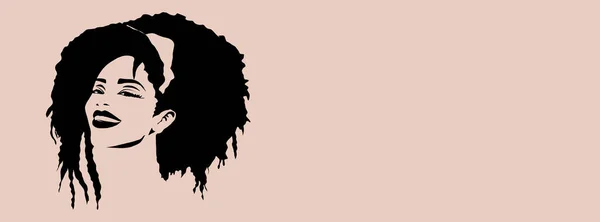 Afro Saçlı Güzel Bir Kadının Portresi Siluet Yüzünü Kapat — Stok fotoğraf