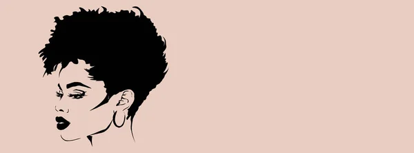 Porträtt Vacker Kvinna Med Afro Frisyr Silhuett Ansikte Nära Håll — Stockfoto