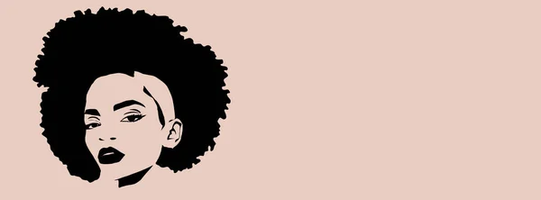 Retrato Una Hermosa Mujer Con Peinado Afro Silueta Cara Cerca — Foto de Stock