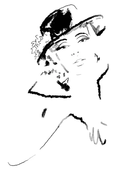 Beautiful Fashion Woman Sketch Illustration Abstract — Stock Photo, Image