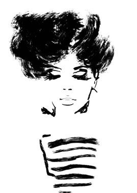 Beautiful woman abstract art fashion sketch 