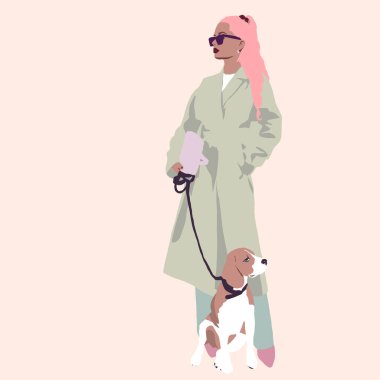 Fashion illustration hand drawn watercolor art woman model