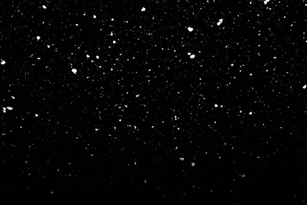 Falling Snow Freeze Motion Dark Sky Texture Isolated Black Background 图库照片