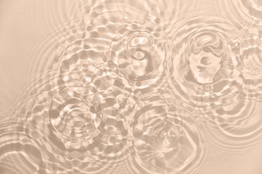 Fresh water background. Pattern with clear rippled water texture in beige, neutral color. Top view clipart