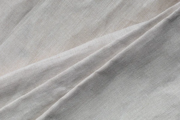 Pieghe Strutturate Tessuto Lino Colore Beige Naturale Sfondo Tessile Vista — Foto Stock