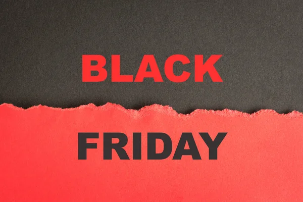 Black Friday Text Black Red Paper Advertisement — Stock Photo, Image
