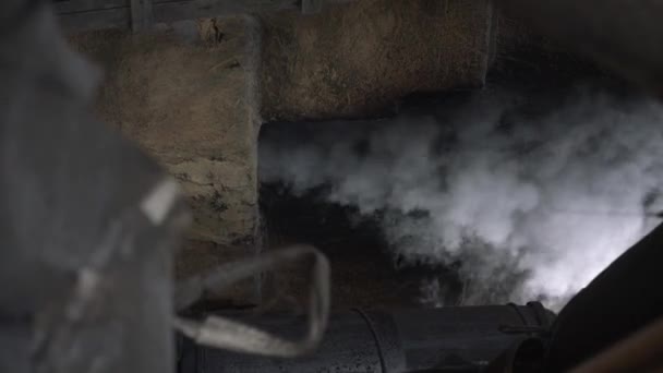 White Smoke Charcoal Kiln Wood Burning — Vídeos de Stock