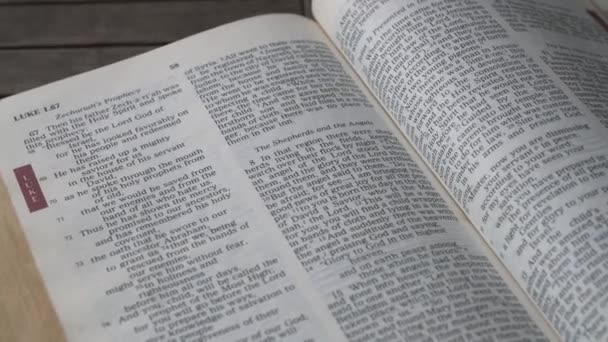 Nasce Passagem Sobre Lucas Capítulo Bíblia Que Fala Sobre Messias — Vídeo de Stock