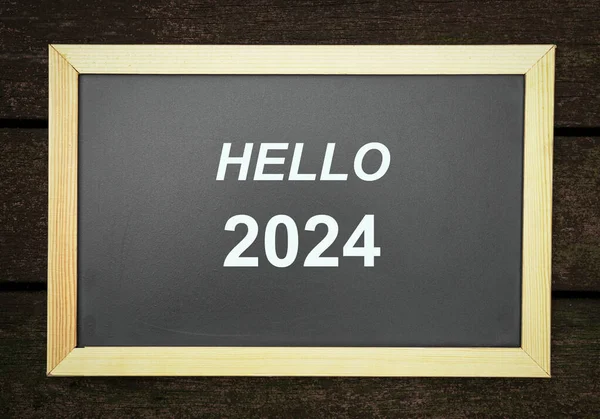 Hola 2024 Palabras Pizarra Concepto Año Nuevo —  Fotos de Stock