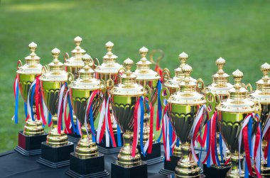 Kupa kupası grubu masada. Bir spor etkinliği için..