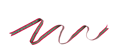 Şenlik kurdelesi, zikzak şeklinde. Şeffaf arkaplanda izole.