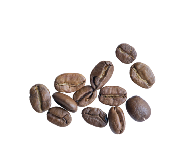 Kahve çekirdekleri masada. Şeffaf arkaplanda izole.