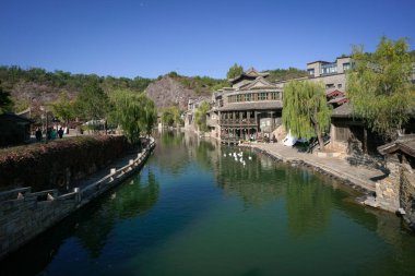 Beijing, China - Oct 23rd, 2024: Scenic view of Gubei Water Town in the morning. clipart