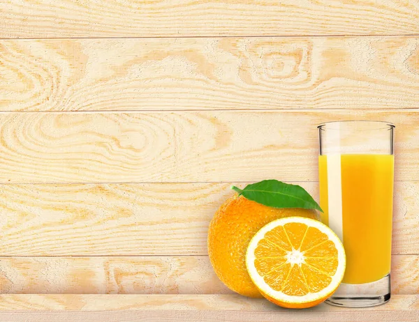 Orange Juice Glass Wooden Background — Stock Photo, Image