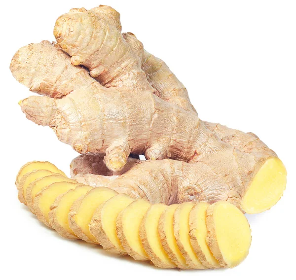 Ginger Root Slices Isolated White Background — Stock Photo, Image