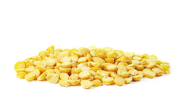 白色背景上孤立的黄豆堆 图库图片