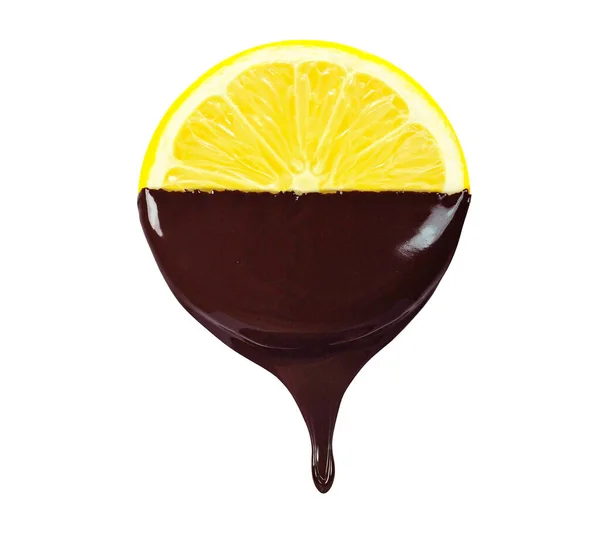 Stock image chocolate dripping with lemon isolated on white background