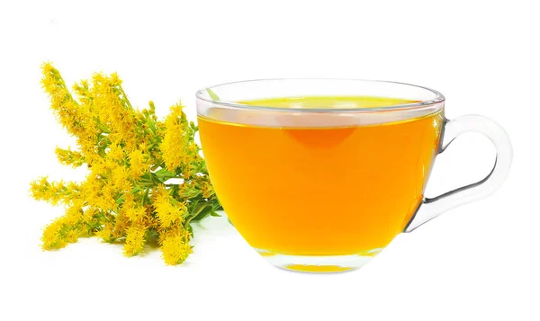 stock image tea with goldenrod isolated on white background