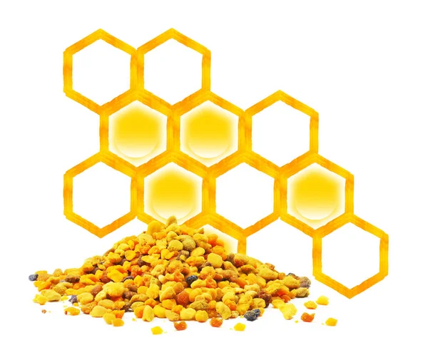 Honeycomb Illustration Flower Pollen Isolated White Background — Stock Photo, Image