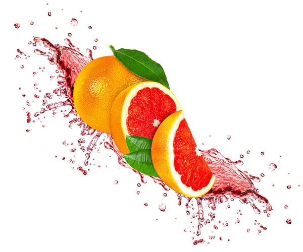 Grapefruit Juice Splash Isolated White Background — Stock Photo, Image