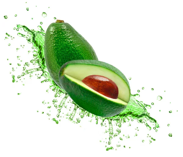 Avocado Splash Sap Geïsoleerd Witte Achtergrond — Stockfoto