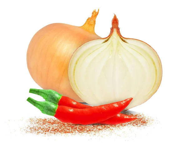 Cayenne Pepper Onion Isolated White Background — Stock Photo, Image