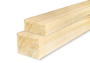 Beyaz arkaplanda izole edilmiş ahşap kiriş