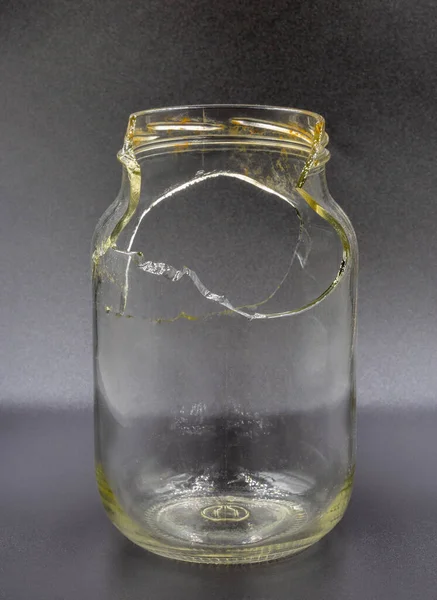 Studio Shoot Broken Glass Jar Closeup Black — Photo