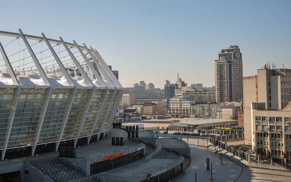 Киев Украина Февраля 2023 Года Городской Пейзаж Олимпийским Национальным Спортивным — стоковое фото