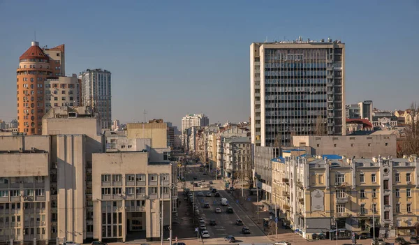 Kyiv Ukrayna Şubat 2023 Saksaganskyi Caddesi Ile Şehir Merkezi Bessarabka — Stok fotoğraf