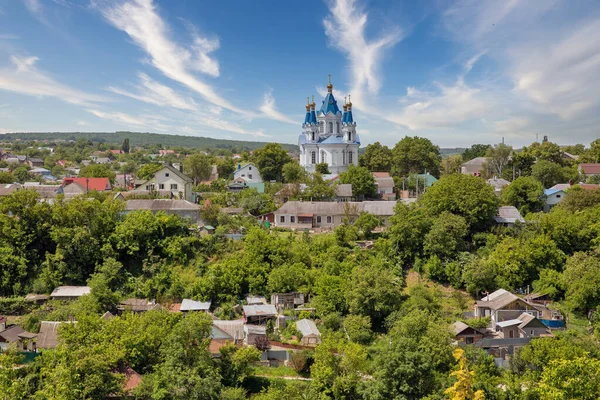 Landskab Med Church George Kamianets Podilskyi Ukraine - Stock-foto