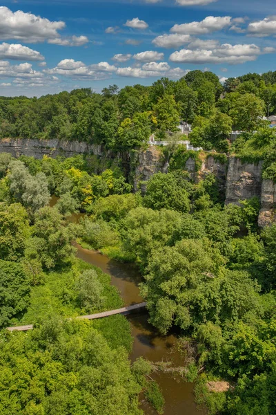 View Smotrych River Canyon Waterfall Kamianets Podilskyi Ukraine — Stock Photo, Image
