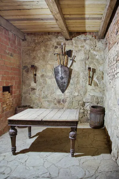 Knight's room in medieval Halych Castle. Ivano-Frankivsk region, Ukraine.