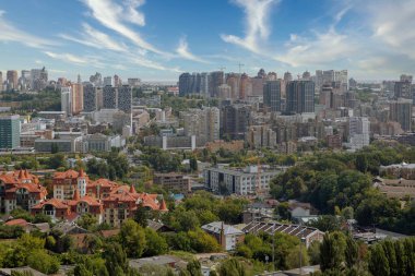 Ukrayna 'nın başkenti Kyiv' in merkez kısmının havadan manzarası.