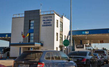 Palanca, Moldova - 4 Ocak 2025: Gümrük kontrol noktası Palanca - Maiaky - Moldova Udobne - Ukrayna devlet sınırı.
