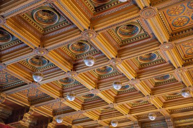 Ukrayna 'daki Chernivtsi Ulusal Üniversitesi' nin Kırmızı Salonu. Bu önemli mimari simgelerden biridir..