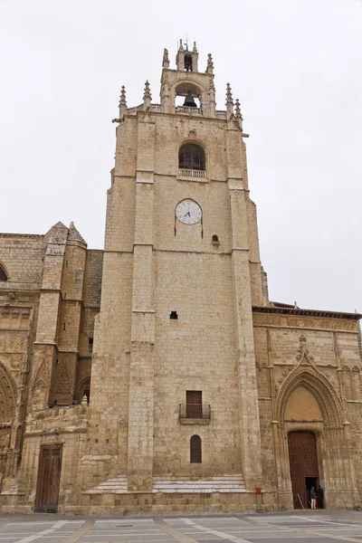Torre Fachada Exterior Catedral Palencia España — Foto de Stock