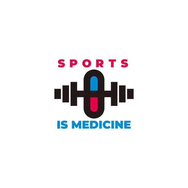 Hantelpille Sport Medizin Symbol Logo Vektor — Stockvektor
