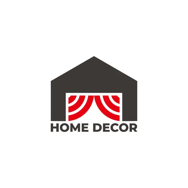 Rideau Décoration Maison Simple Logo Vecteur — Image vectorielle