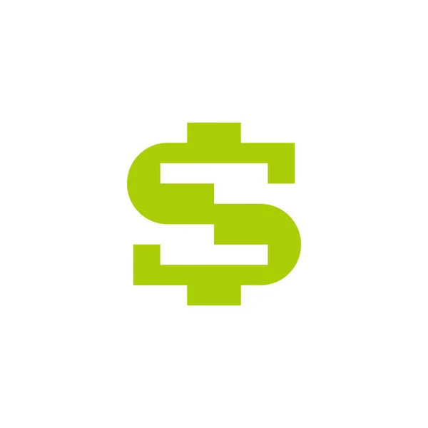 Letter Digitale Groene Dollar Geld Symbool Vector — Stockvector