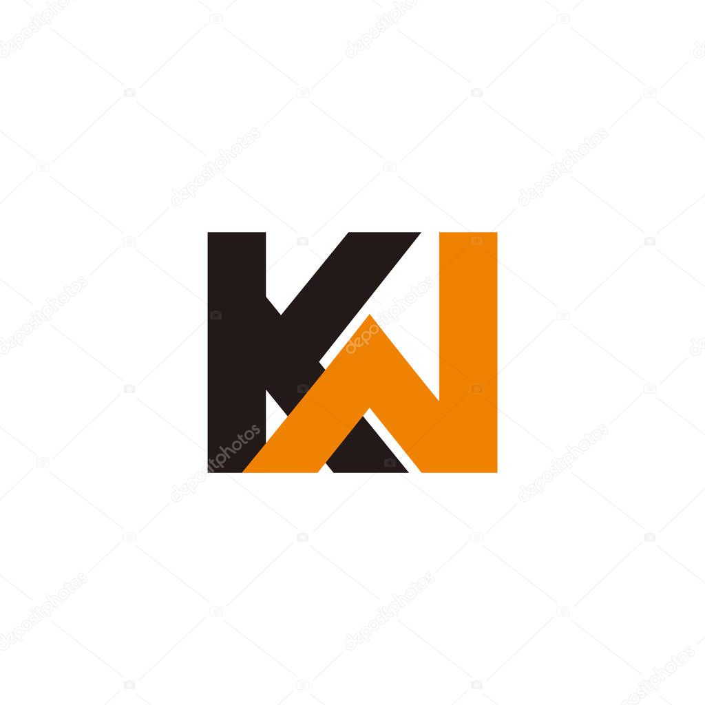 Letter kw linked colorful geometric logo vector