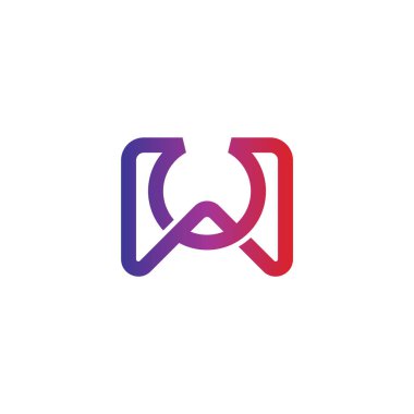 wo gradyan bağlı çizgi logo vektörü harfi 
