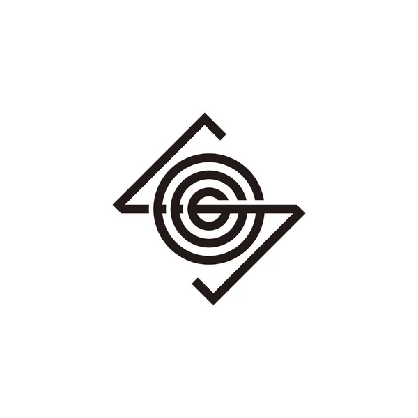 Γράμματα Ραβδώσεις Κύκλους Επικαλυπτόμενο Διάνυσμα Λογότυπο — Διανυσματικό Αρχείο