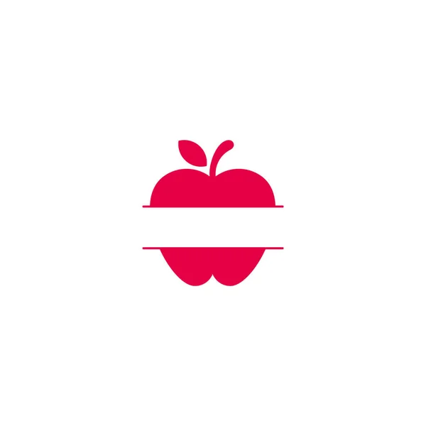 Rojo Manzana Fruta Texto Plantilla Lable Logo Vector — Vector de stock