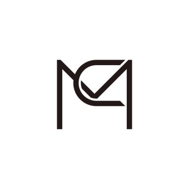 mq harfi basit bağlanmış çizgi logo vektörü 