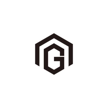 letter g home hexagonal logo vector 